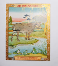 Laden Sie das Bild in den Galerie-Viewer, Victorian Trade Cards From Au Bon Marche Paris, Very Rare Complete Set Of 10 Cards, Theme Is Fables Of Jean De La Fontaine