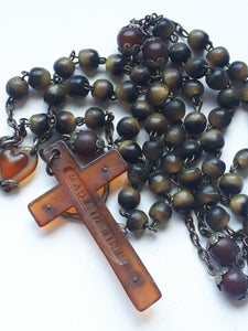 SOLD Irish Horn Rosary, Five Decade, 52 cm In Length, Bronze Chain, Excellent Condition