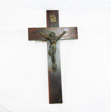 Load image into Gallery viewer, Antique Chapel Cross, Cast Bronze Corpus Christi By Francisco Escudero, Mounted On Straight Grained Ebony, Circa 1890