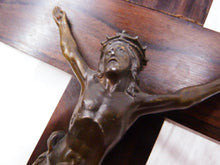 Load image into Gallery viewer, Antique Chapel Cross, Cast Bronze Corpus Christi By Francisco Escudero, Mounted On Straight Grained Ebony, Circa 1890