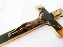 Load image into Gallery viewer, Antique Profession Crucifix, French, Handmade in Bronze Inlaid With Ebony Early 18th Century, Rare, 16 x 8.5 Centimetres
