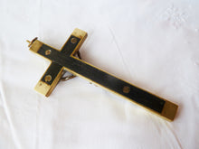 Load image into Gallery viewer, Antique Profession Crucifix, French, Handmade in Bronze Inlaid With Ebony Early 18th Century, Rare, 16 x 8.5 Centimetres