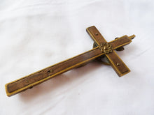 Load image into Gallery viewer, Antique Golgotha Cross Crucifix Handmade With Bronze Corpus Christi, Straight Grained Ebony Mid-Late 18th Century, 13 cm by 6.5 cm