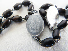 Load image into Gallery viewer, SOLD Antique Seven Sorrows Rosary, Rare Pure Aluminium Medals With Hand Carved Ebony Beads, Hallmarked, Circa 1860