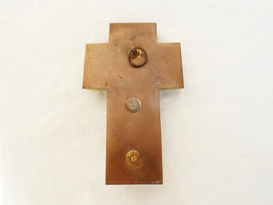 SOLD Holy Water Font, Magnificent Silvered Bronze Cross Set Onto Green Onyx, Silvered Bronze Font 16 x 10 cm, circa 1890