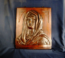 Load image into Gallery viewer, Folk Art Carving of The Virgin Mary 18th Century 50 x 43 x 9 centimetres
