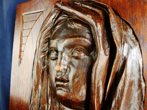 Folk Art Carving of The Virgin Mary 18th Century 50 x 43 x 9 centimetres