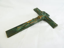Load image into Gallery viewer, Art Deco Bronze Wall Crucifix By J. HARTMANN German Sculptor 1920s, Solid Bronze Corpus Christi And Cross 19x14 Centimetres