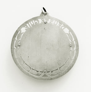 SOLD Silver Christian Medal, Saint Joseph With Jesus, Portuguese, Hallmarked, 5.6 Centimetres Diameter, Signed TTUNA
