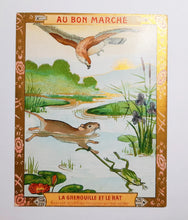 Laden Sie das Bild in den Galerie-Viewer, Victorian Trade Cards From Au Bon Marche Paris, Very Rare Complete Set Of 10 Cards, Theme Is Fables Of Jean De La Fontaine