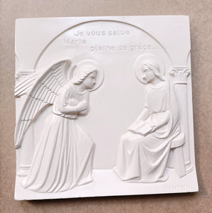 SOLD The Annunciation by Fra Angelico, Parian Porcelain Copy by ACM VINHO, Circa 1950, 16x16 Centimetres
