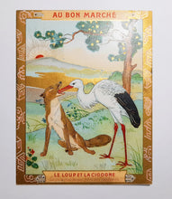 Laden Sie das Bild in den Galerie-Viewer, Victorian Trade Cards From Au Bon Marche Paris, Very Rare Complete Set Of 10 Cards, Theme Is Fables Of Jean De La Fontaine