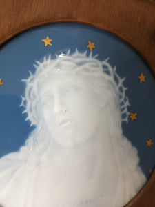 Crown of Thorns Pate-Sur-Pate Plaque, Limoges Porcelain Portrait of Christ by A Barriere of Limoges, France circa 1900