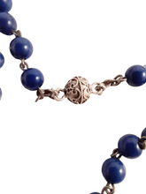 Load image into Gallery viewer, Antique 1st Communion Rosary, Art Nouveau, Art Glass Beads, Five Decade, Silver Our Father Beads, Circa 1890, 42 cm