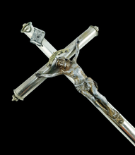 Laden Sie das Bild in den Galerie-Viewer, Antique Chapel Cross, Chromed Bronze, Lourdes Souvenir, 25 x 13 Centimetres, Circa 1890 Ships Duty Paid