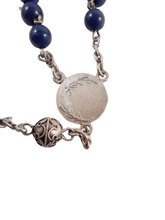 Load image into Gallery viewer, Antique 1st Communion Rosary, Art Nouveau, Art Glass Beads, Five Decade, Silver Our Father Beads, Circa 1890, 42 cm