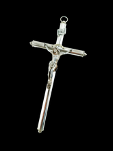 Laden Sie das Bild in den Galerie-Viewer, Antique Chapel Cross, Chromed Bronze, Lourdes Souvenir, 25 x 13 Centimetres, Circa 1890 Ships Duty Paid