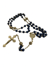 Load image into Gallery viewer, Antique 1st Communion Rosary, Art Nouveau, Art Glass Beads, Five Decade, Silver Our Father Beads, Circa 1890, 42 cm