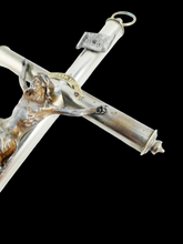 Laden Sie das Bild in den Galerie-Viewer, Antique Chapel Cross, Chromed Bronze, Lourdes Souvenir, 25 x 13 Centimetres, Circa 1890 Ships Duty Paid