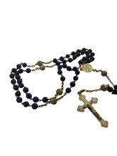 Load image into Gallery viewer, Antique 1st Communion Rosary, Art Nouveau, Art Glass Beads, Five Decade, Silver Our Father Beads, Circa 1890, 42 cm