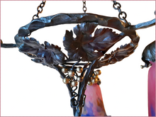 Load image into Gallery viewer, Art Nouveaux Chandelier by Muller Frères of Lunneville, 4 Shades, Hand Made, Perfect Condition - FREE SHIPPING