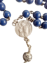 Load image into Gallery viewer, Antique 1st Communion Rosary, Art Nouveau, Art Glass Beads, Five Decade, Silver Our Father Beads, Circa 1890, 42 cm