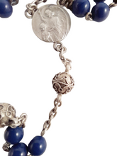 Load image into Gallery viewer, Antique 1st Communion Rosary, Art Nouveau, Art Glass Beads, Five Decade, Silver Our Father Beads, Circa 1890, 42 cm