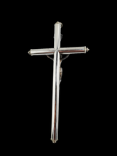 Laden Sie das Bild in den Galerie-Viewer, Antique Chapel Cross, Chromed Bronze, Lourdes Souvenir, 25 x 13 Centimetres, Circa 1890 Ships Duty Paid