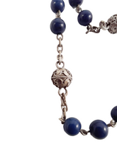 Load image into Gallery viewer, Antique 1st Communion Rosary, Art Nouveau, Art Glass Beads, Five Decade, Silver Our Father Beads, Circa 1890, 42 cm
