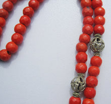 Load image into Gallery viewer, Bavarian Coral Rosary Antique Silver And Coral &#39;Beidermeier&#39; Rosary, Stunning Condition, 5 Decade, 48 cm Long, Circa 1840