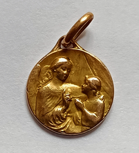 Load image into Gallery viewer, Antique Guardian Angel Pendant, By Arthus Bertrand of Paris Signed Tairac, 14mm Diameter, French FIX, Circa 1920