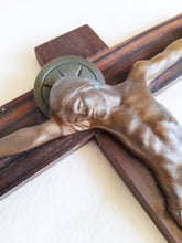 Load image into Gallery viewer, Art Deco Bronze Crucifix By J. HARTMANN German Sculptor 1920s,  Bronze Corpus Christi On Straight Grained Ebony 20x15 Cm, Circa 1920
