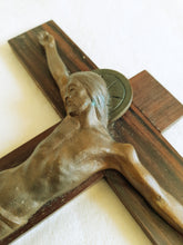 Load image into Gallery viewer, Art Deco Bronze Crucifix By J. HARTMANN German Sculptor 1920s,  Bronze Corpus Christi On Straight Grained Ebony 20x15 Cm, Circa 1920