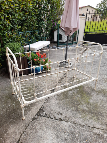 SOLD Antique Campaign Bed, French 19th Century, Cast Iron Child's Folding Bed 140x65x90 Centimetres