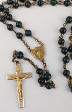 Load image into Gallery viewer, SOLD Antique Catholic Rosary, French , Art Glass Bloodstone Beads, Silver Cross, Link and Chain, 46 Centimetres, Circa 1870, 48 Grams