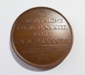 Michel De Montaigne by Jacques-Édouard Gatteaux in Bronze dated 1817 4.2 Centimetres Diameter