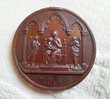 Load image into Gallery viewer, Christian Communion Medal By Ludovic Penin of Lyons, Very Rare, The Virgin Mary Mother of Children 1855