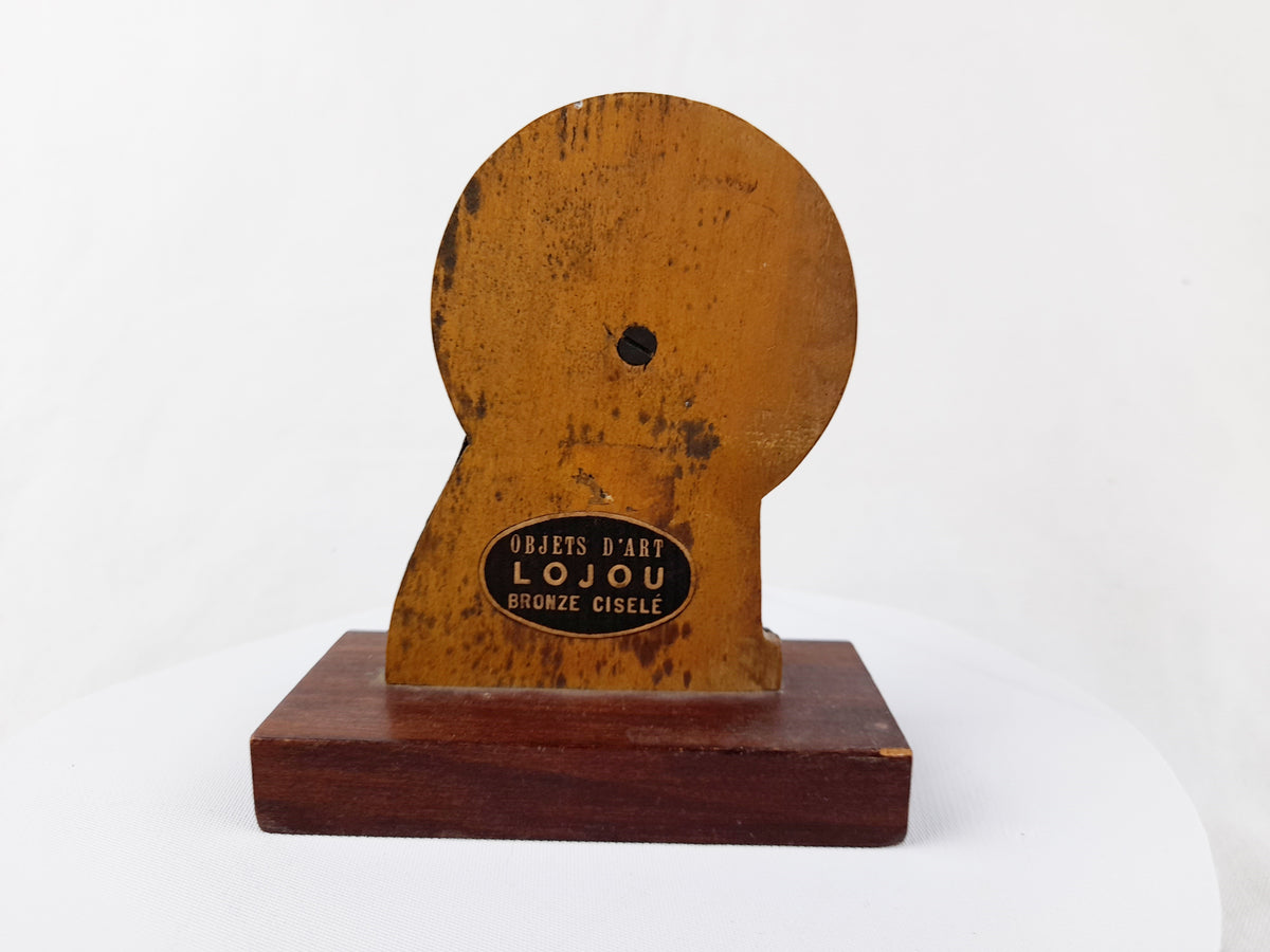 Art déco, Matka Boża Lourdzka, brąz, oznaczenie Lojou, drewniana podstawa, ok. 1930 r.