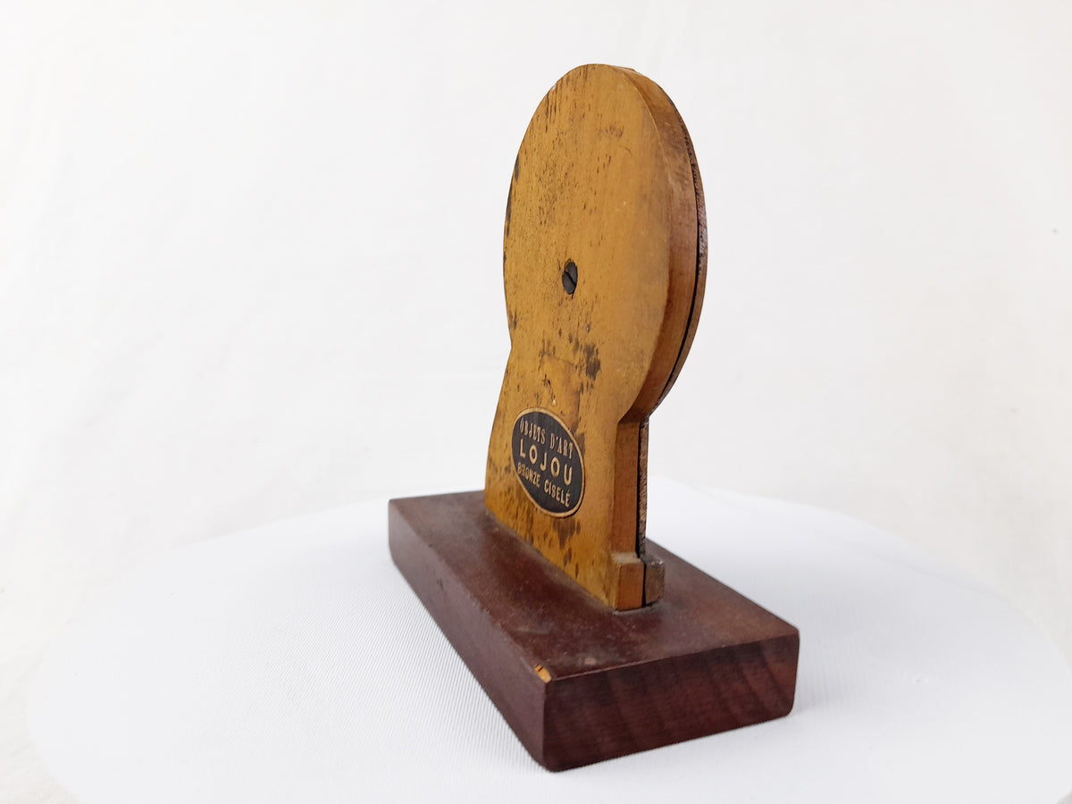 Art déco, Matka Boża Lourdzka, brąz, oznaczenie Lojou, drewniana podstawa, ok. 1930 r.