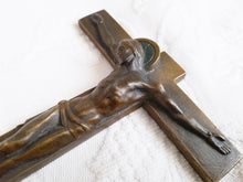 Load image into Gallery viewer, Art Deco Bronze Wall Crucifix By J. HARTMANN German Sculptor 1920s, Solid Bronze Corpus Christi And Cross