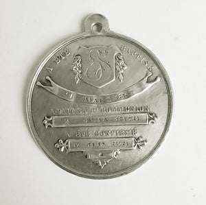 Antique 1st Communion Medal in Solid Silver, 3.5 Centimetres Diameter, Dated 1867, Ships with 22" 925 Silver Chain