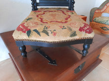 Load image into Gallery viewer, SOLD Antique Prayer Chair, French Prie Dieu, Napoleon III Era Circa 1860, Rare Original Hand Woven Tapestry, Excellent Antique Condition