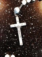 Load image into Gallery viewer, Mother of Pearl Rosary, Large Silver Capped Pendant Cross and Beads 19th Century