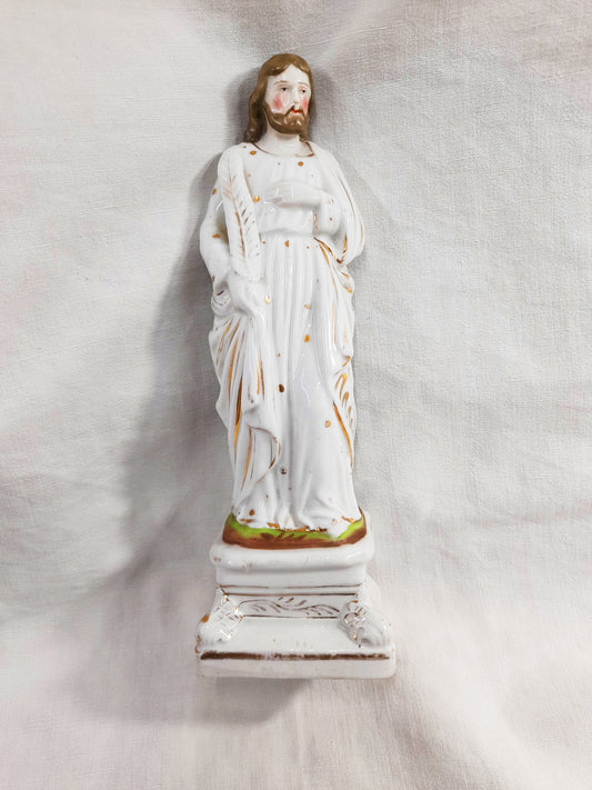 Heiliger Joseph Statue, Pariser Porzellan, um 1860, wunderschöner Zustand, 24,6 Zentimeter hoch