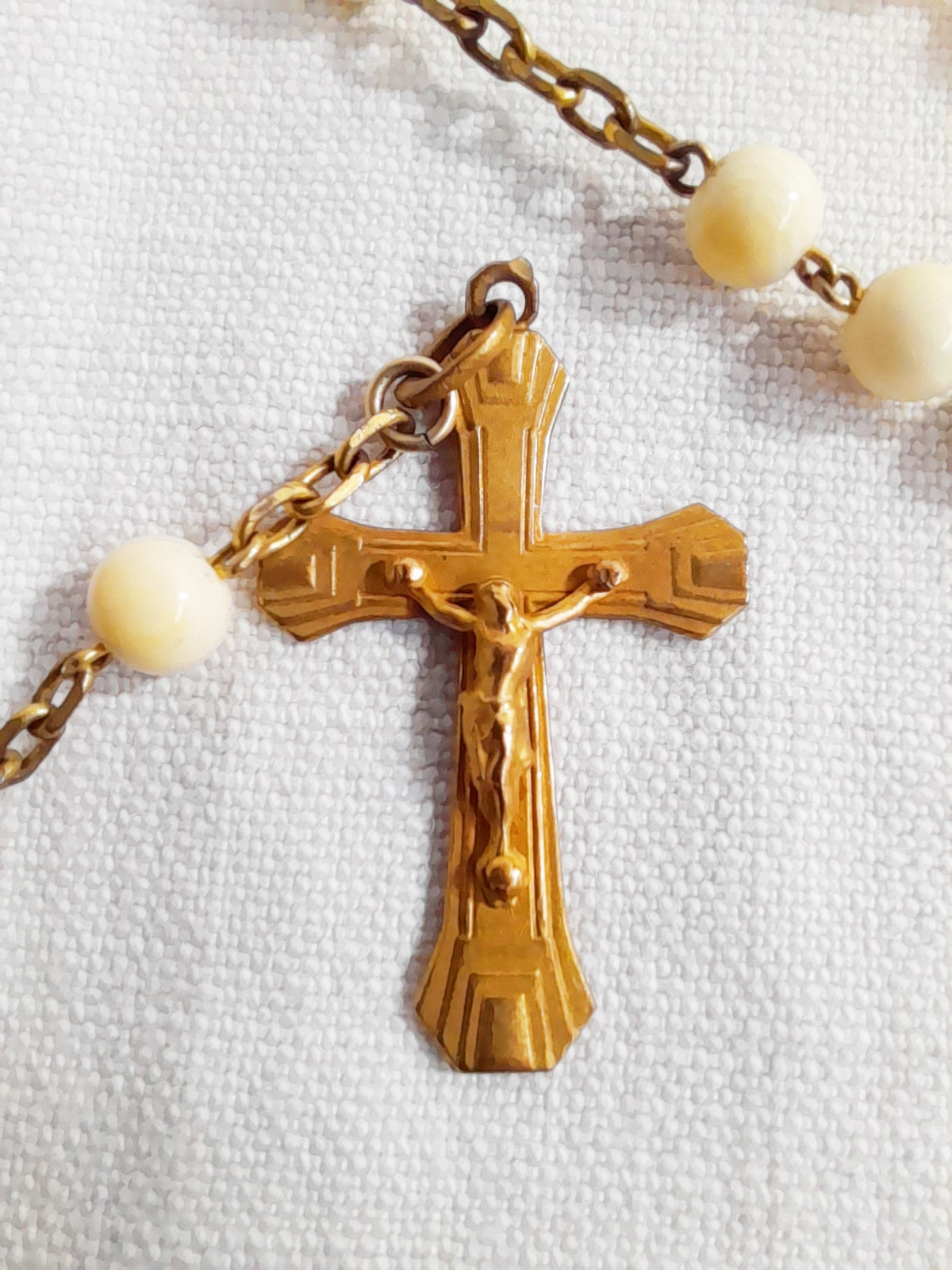Antique Catholic Rosary, French Rosary, Hand Set Fine Bone Beads