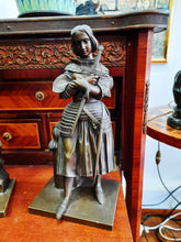 Load image into Gallery viewer, SOLD Joan of Arc and Pieronne of Brittany Bronzes Attributed to Princess Marie of Orléans (1813–1839) Very Rare