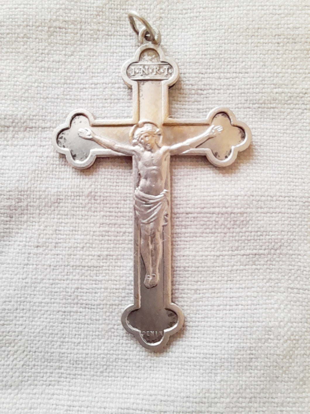 Antique Silver Cross By Penin of Lyon, Souvenir De Mission, French Silver Pendant Cross, Pilgrims Cross From 1880