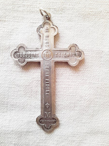 Antique Silver Cross By Penin of Lyon, Souvenir De Mission, French Silver Pendant Cross, Pilgrims Cross From 1880