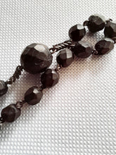 Load image into Gallery viewer, SOLD Antique Nun&#39;s Rosary, Steel Chain and Link Medal With Bronze and Ebony Cross, Hematite Beads, Early 19th Century