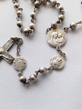 Load image into Gallery viewer, SOLD Antique Silver Rosary, With Large Silver Pilgrimage Medal, Hallmarked 925 silver, Late 19th Century, Perfect Condition